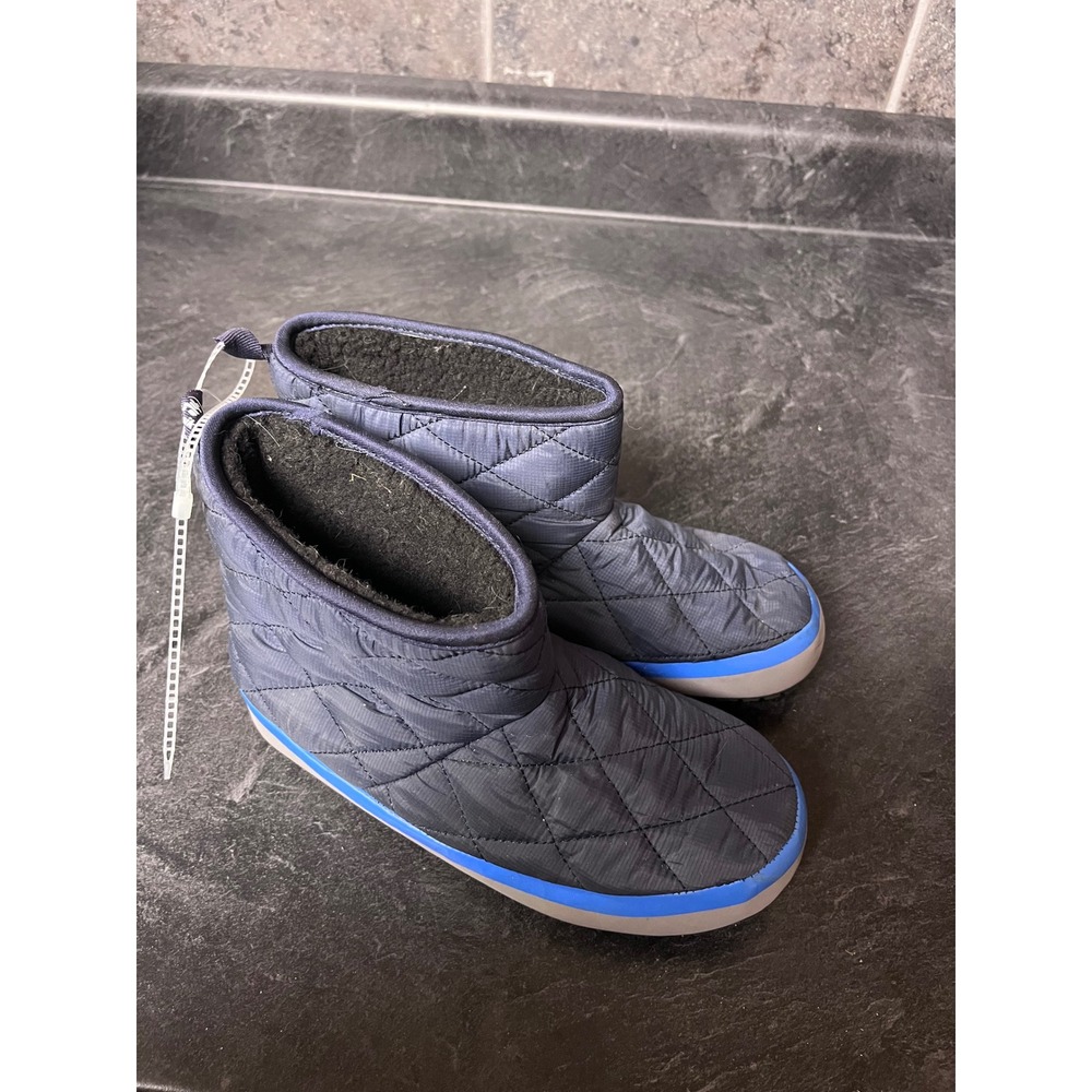 Kamik Kids Puffer‎ Booties Quilted Navy Blue Fleece Lined Indoor Outdoor Size 4